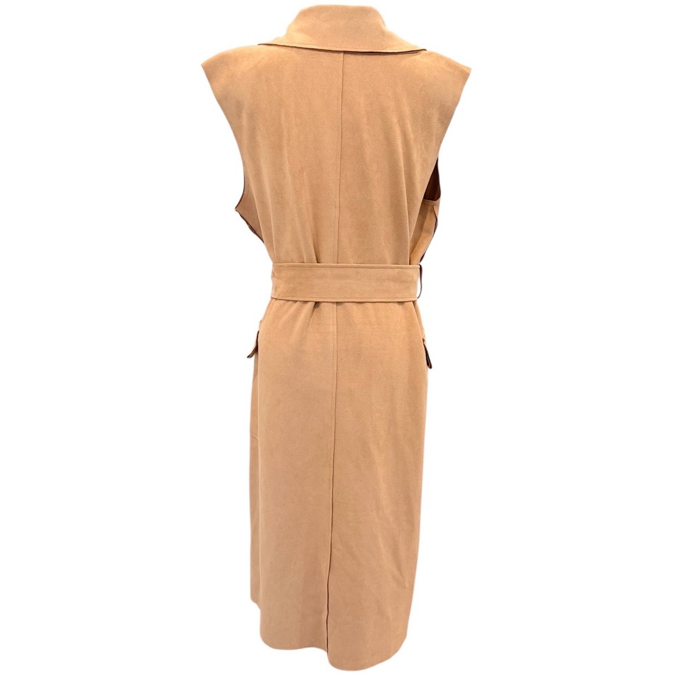 Solitaire Ravi Khosla Womens XL Tan Faux Suede Longline Vest Belted Duster NWT - Picture 5 of 8